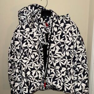 Floral Black and White Puffer Jacket